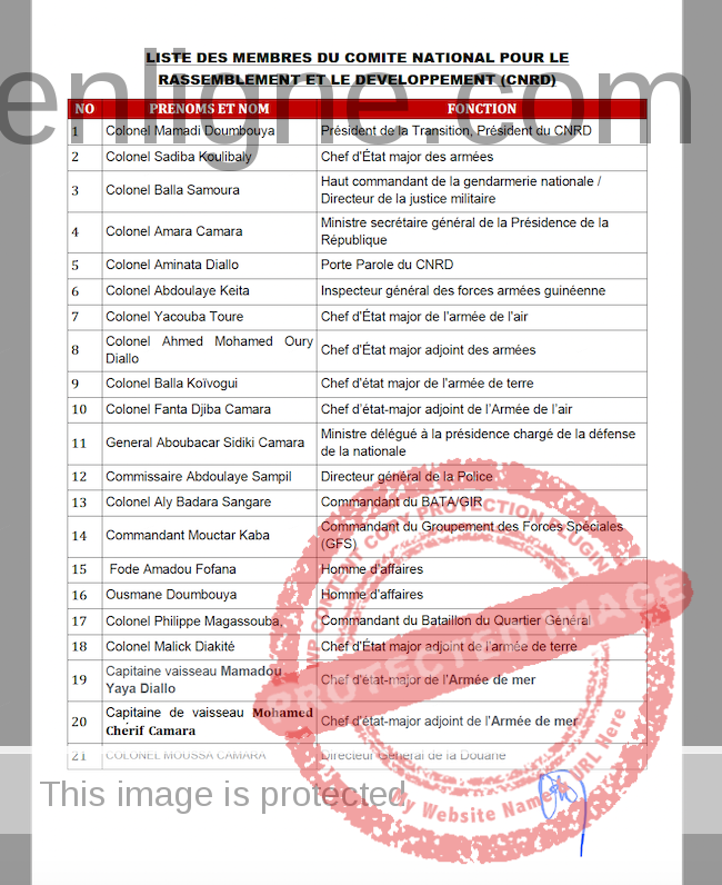 Voici la liste des membres du CNRD sanctionnés par la Cedeao